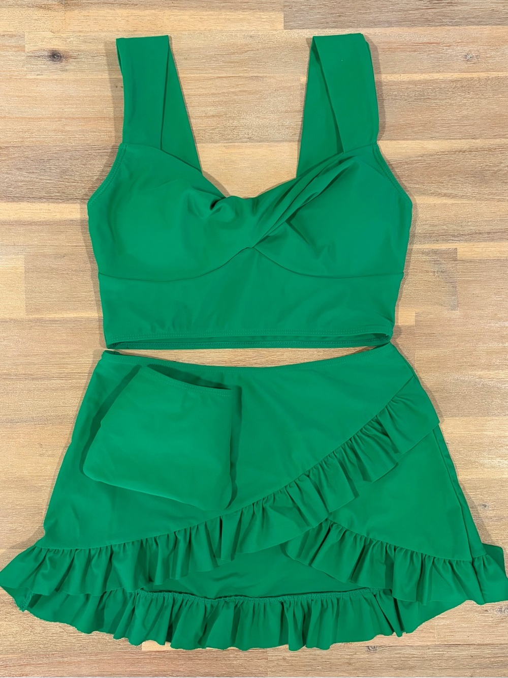 Green Ruffled Swim Set - Picture 2 of 5